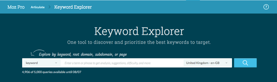 Moz keyword explorer